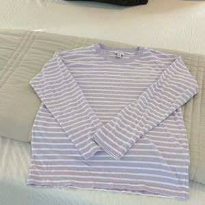 J. Crew Lavender and White Striped Tee